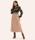 Saia Midi Feminina Em Viscose Sarjada Rovitex Marrom