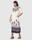 Saia Midi Feminina Estampada Bolso Lateral Em Viscose