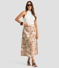 Saia Midi Feminina Estampada Dianna Marrom