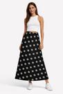 Saia Midi Feminina Floral Noemi Leve com Forro Cor:PretaTamanho:42