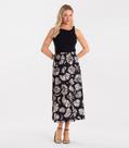 Saia Midi Feminina Meia Malha Estampada Rovitex Preto