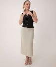 Saia Midi Feminina Tricô Brilho Lurex Fenda Marisa-74062