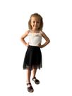 Saia Midi Godê Tule Retrô poá Moda Evangelica Feminina infantil