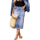 Saia Midi Jeans Botões Gospel Tendência Verão Frete Grátis