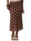 Saia midi MakeMechic Polka Dots Mesh Flowy Coffee Brown