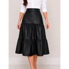 Saia Midi material sintético Feminina Evangélica 3 Marias Cintura Alta Saia Midi material sintético Feminina Evangélica 3 Marias Cintura Alta