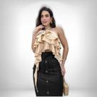 Saia Midi Moda Evangelica material ecológico Cintura Alta Botão Saia Midi Moda Evangelica material ecológico Cintura Alta Botão