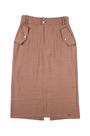 Saia Midi Nude Capim Rosa em Viscose e Poliéster