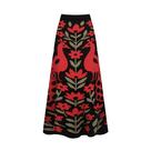 Saia midi OxKnit Knittd A Line, cintura alta, algodão retrô, preto