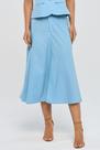 Saia Midi PKS Com Fenda Linho Azul