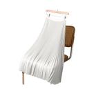 Saia Midi Plissada De Cetim Vintage Feminina Com Cintura Alta E Elástico Largo, Cor Sólida Para O
