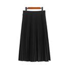 Saia Midi Plissada de Chiffon - Cintura Alta, Elástico e Cor Sólida