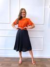 Saia midi plissada preta moda evangélica tamanho P