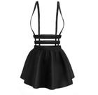 Saia Midi Preta com Suspensório Feminina Estilo Colegial - Moda Casual e Fashion