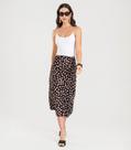 Saia Midi Transpassada Estampada Dianna Preto