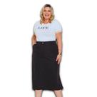 Saia Midi Turin Plus Size com Abertura na Lateral com Bolso e Botão