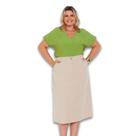 Saia Midi Turin Plus Size com Abertura na Lateral com Bolso e Botão