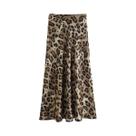 Saia Midi Vintage com Estampa de Leopardo - Cintura Alta - Estilo Elegante e Casual Saia Midi Vintage com Estampa de Leopardo - Cintura Alta - Estilo Elegante e Casual