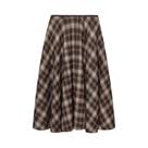 Saia Midi Vintage Xadrez Feminina, Corte A, Estilo Casual Com Bolsos