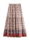 Saia Milumia Boho Vintage com estampa floral Maxi White M Feminina