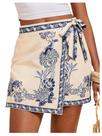 Saia Milumia Floral Print Wrap Mini A Line de cintura alta