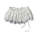Saia Mini A-Line Com Renda Branca, Saia De Gaze Em Camadas Estilo Coreano Para Meninas, Estilo