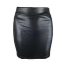 Saia Mini Feminina De Cintura Alta, Ajustada, Cor Sólida, material sintético Fosco, Estilo Bodycon,