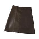 Saia Mini Feminina De Cintura Alta Em material sintético, Saia Curta Em PU Com Shorts Embutidos, Preto