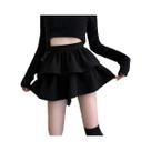 Saia Mini Feminina Estilo Preppy Com Cintura Elástica, Fofa, Versátil, Lisa, Moderna, Saia-Calção Em