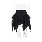 Saia Mini Irregular Gótica Punk Feminina, Moda De Verão Sexy Em Cor Sólida Com Cordão E Rendas