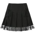 Saia Mini Plissada Gótica Para Mulheres, Cintura Alta, Rendas Com Babados, Estilo Vintage Harajuku