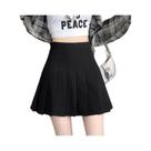 Saia Mini Plissada Preta plus Size Estilo Preppy Feminina Cintura Alta Evasê Uniforme Colegial JK