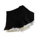 Saia Mini Preta De Cintura Alta Com Babados Para Mulheres, Estilo Coreano, Patchwork Plissado, Y2K,