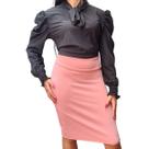 Saia Moda Evangelica Feminino Midi Lisa Social Jovem Cintura Alta