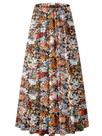 Saia NASHALYLY Maxi Floral de Chiffon com Cós Elástico M