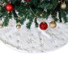 Saia para Árvore De Natal de Veludo Pelo Alto Branco Detalhes Prata Dourado 90cm
