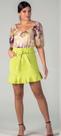saia peplum color jeans verde fluorescente