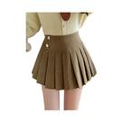 Saia Plissada De Corduroy Feminina Estilo Universitário Casual Retro Curta Com Botão Cor Café Saia Plissada De Corduroy Feminina Estilo Universitário Casual Retro Curta Com Botão Cor Café