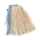 Saia Plissada De Tule De Cintura Alta Feminina Longa Maxi Preta Rosa Moda Coreana Primavera Verão Saia Plissada De Tule De Cintura Alta Feminina Longa Maxi Preta Rosa Moda Coreana Primavera Verão