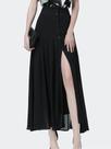 Saia Plissada De Tule De Cintura Alta Preta Para Mulheres, Sexy, Com Fenda E Botões, Elegante Para O