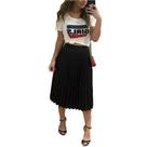 Saia Plissada Feminina Midi Moda Evangelica Com Forro Preta Tamanho P M G e GG