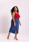 Saia Plus Size Jeans Midi Fenda Frontal LUNENDER 20029