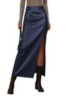 Saia PRETTYGARDEN 2025 Maxi de material sintético com Fenda Azul Marinho XXL Saia PRETTYGARDEN 2025 Maxi de material sintético com Fenda Azul Marinho XXL