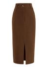 Saia PRETTYGARDEN Midi Lápis Cintura Alta em Veludo Cotelê Marrom 8