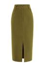 Saia PRETTYGARDEN Midi Lápis de Veludo Cotelê Verde Cintura Alta 14