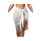 Saia Sarong Irregular Com Franjas De Cintura Alta Para Mulheres, Cobertura De Praia, Protetor Solar,