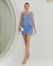Saia Shorts Aurora em Laise Cintura Alta - Monami - Verde / Azul