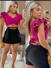 Saia shorts com cinto em aalfaiataria