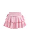 Saia SOLY HUX feminina de cintura alta com babados em camadas rosa 11Y
