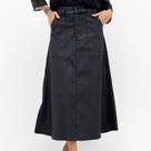 Saia Specific Jeans Midi Resinada Evasê Feminina